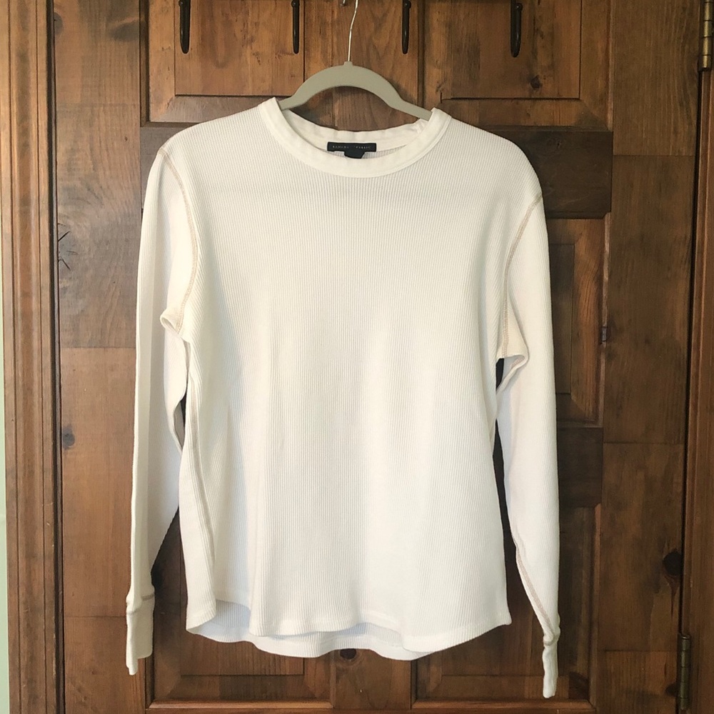 Banana Republic White Waffle-knit Crewneck